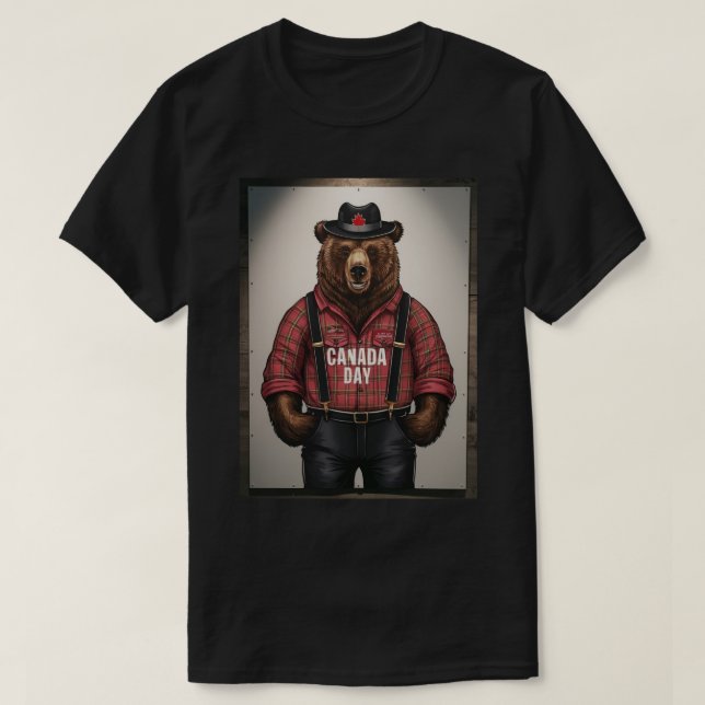 Björn trädfällare Canada Day T Shirt (Design framsida)