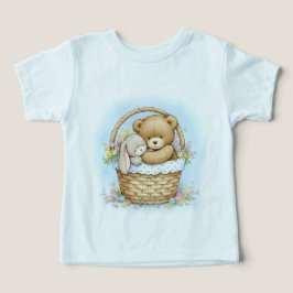 Björn Unge och kanin i ett vävt Basket T Shirt