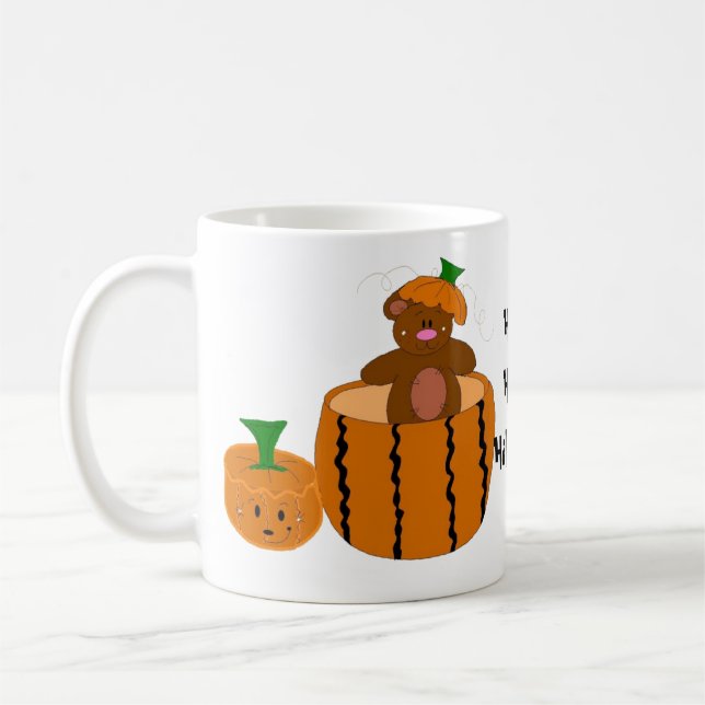 Björn utklädd som en pumpa kaffemugg (Vänster)