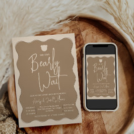 Björn Vågigt Ram Hand plockade - enkel babystövel Inbjudningar