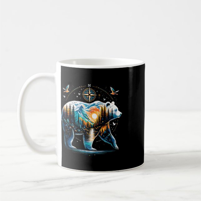 Björn Vandring Grizzlybjörn Camping Camper  Kaffemugg (Vänster)