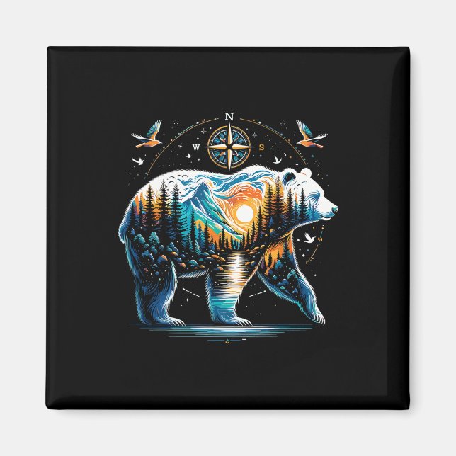 Björn vandring Grizzlybjörn Camping Camper  Magnet (Framsidan)