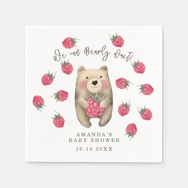 Björn - vi kan vänta tidigt på babyduschen pappersservett (Framsidan)