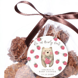 Björn - vi kan vänta tidigt på babyduschen runt klistermärke