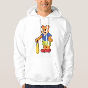 Björn vid Baseball med Baseball fladdermus Hoodie