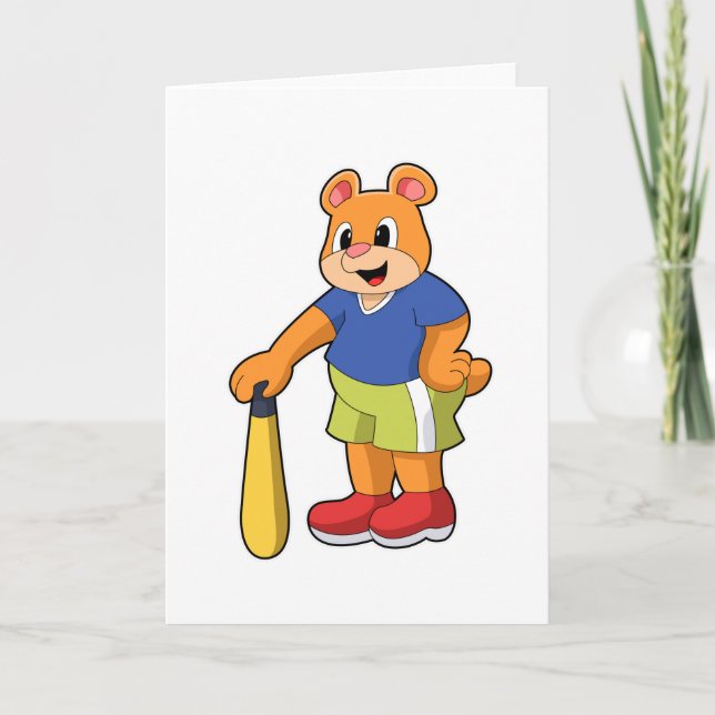 Björn vid Baseball med Baseball fladdermus Kort (Framsida)