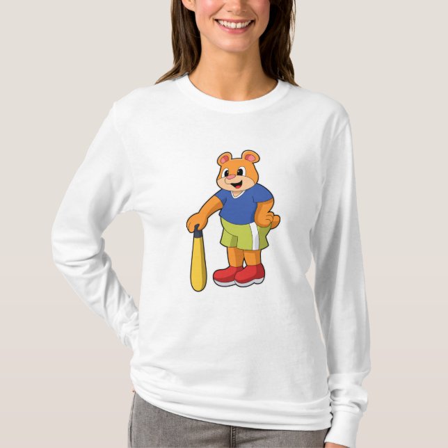 Björn vid Baseball med Baseball fladdermus T Shirt (Framsida)