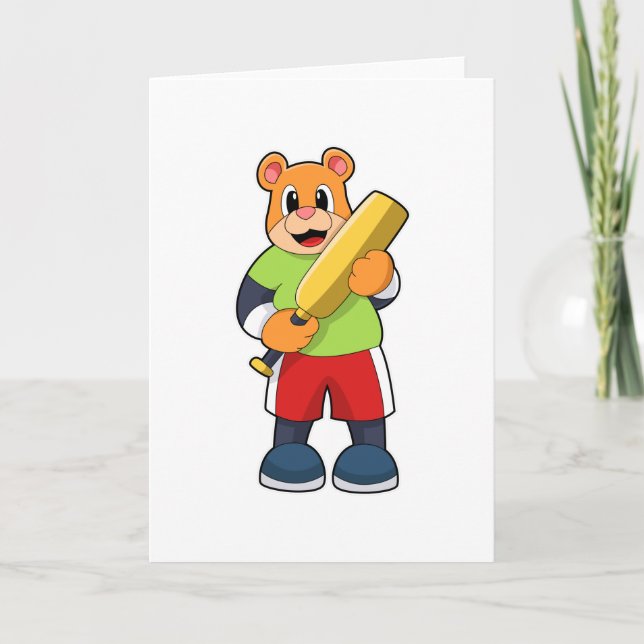 Björn vid Cricket med Cricket fladdermus Kort (Framsida)