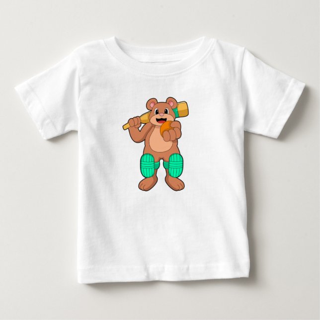 Björn vid Cricket med Cricket fladdermus T Shirt (Framsida)