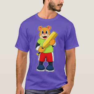 Björn vid Cricket med Cricket fladdermus T Shirt