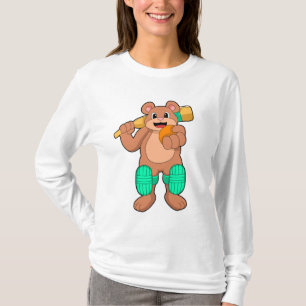Björn vid Cricket med Cricket fladdermus T Shirt