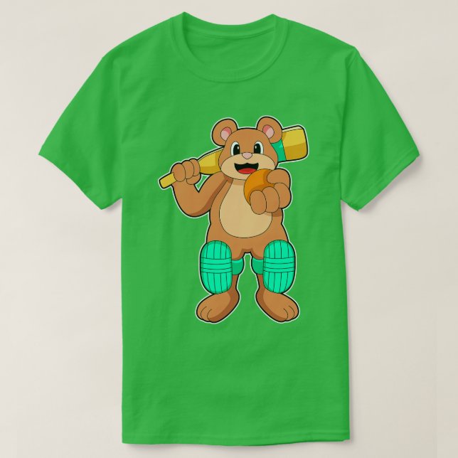 Björn vid Cricket med Cricket fladdermus T Shirt (Design framsida)