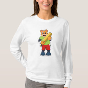Björn vid Cricket med Cricket fladdermus T Shirt