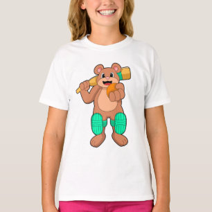 Björn vid Cricket med Cricket fladdermus T Shirt