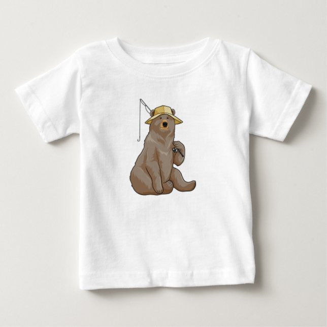 Björn vid fiske med fiskstav t shirt (Framsida)