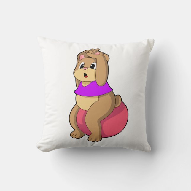 Björn vid Fitness med Exercise boll.PNG Kudde (Framsida)