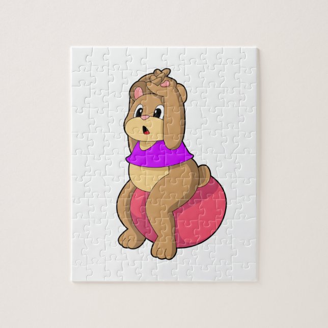 Björn vid Fitness med Exercise boll.PNG Pussel (Vertikal)