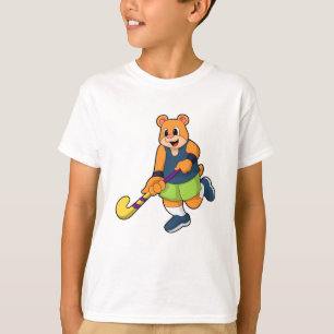 Björn vid Hockey med Hockey fladdermus T Shirt