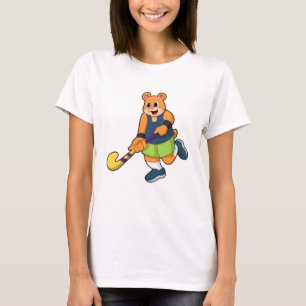 Björn vid Hockey med Hockey fladdermus T Shirt