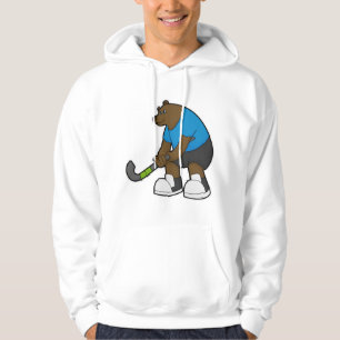 Björn vid Hockey med Hockey stick Hoodie