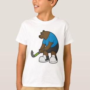 Björn vid Hockey med Hockey stick T Shirt