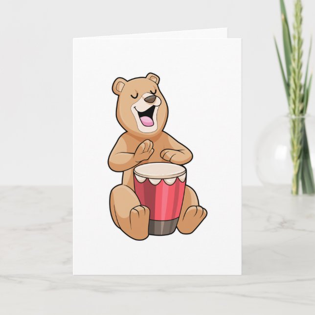 Björn vid musik med trumma kort (Framsida)