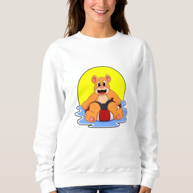 Björn vid simning med Simma ring T Shirt (Framsida)