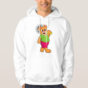 Björn vid Tennis med tennis racket Hoodie