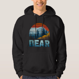 BJÖRN VINTAGE NATUR VILD SKOG SOLNEDGÅNG HOODIE