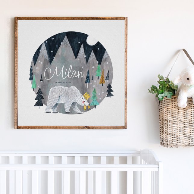 Björn vinterskogens berg måne  poster (Skapare uppladdad)