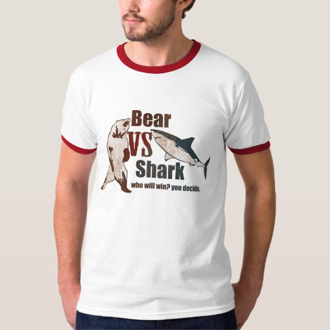 Björn vs. haj. Vem ska seger? du avgör T Shirt (Framsida)