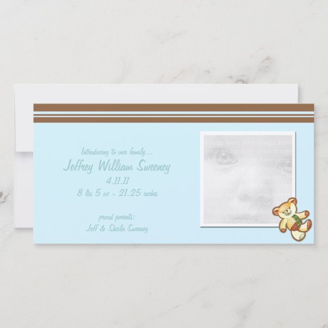 Björnanteckningsfoto för Bear Baby Meddelande (Framsida)