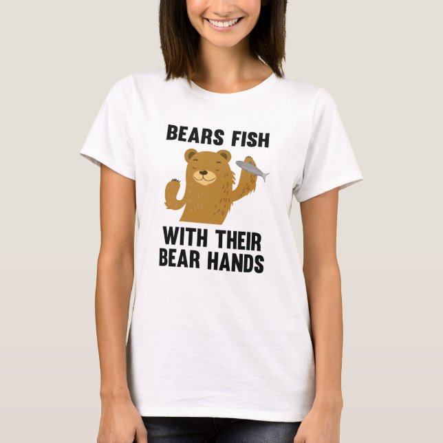 Björnar fiskar med öron Händer T Shirt (Framsida)