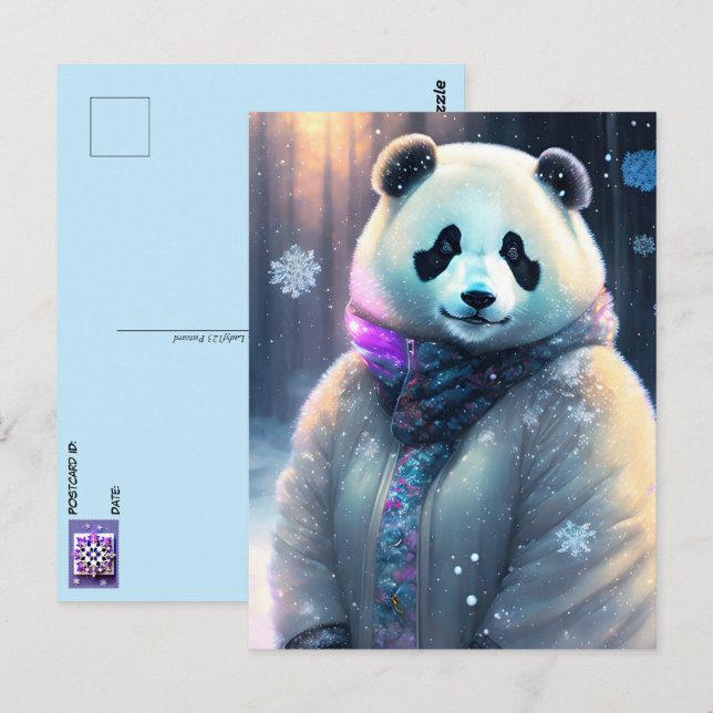 Björnar i vinter, postkorsning vykort (Fram/baksida)