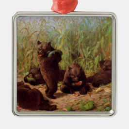 Björnar i Watermelon Patch (av W.H. Beard) Julgransprydnad Metall