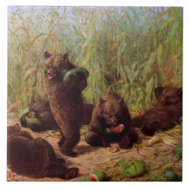 Björnar i Watermelon Patch (av W.H. Beard) Kakelplatta