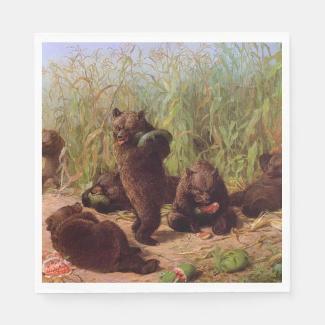 Björnar i Watermelon Patch (av W.H. Beard) Pappersservett (Framsidan)