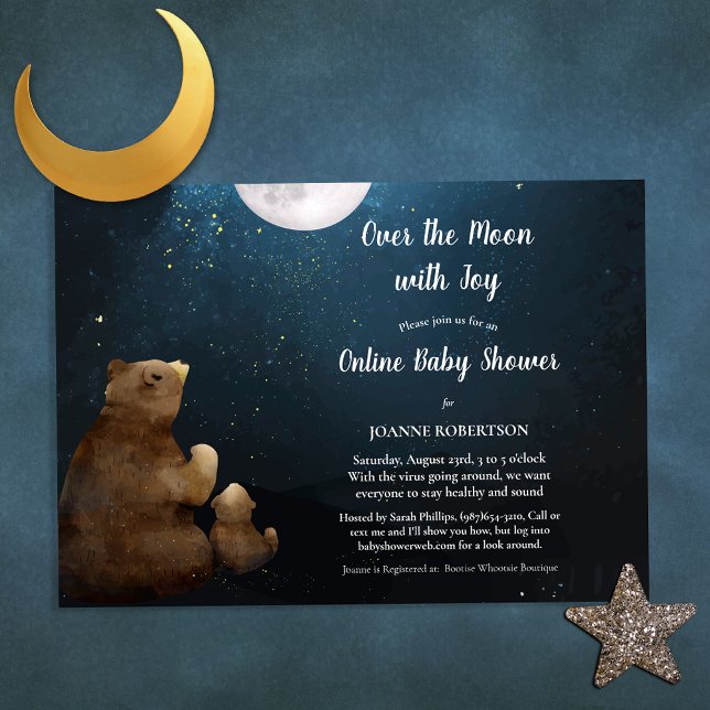 Björnar över månen - Online-babyshower Inbjudningar (Skapare uppladdad)