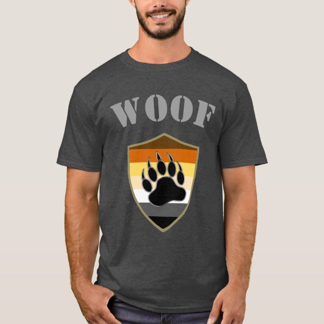 Björnar Pride flagga Bear Tass Woof T Shirt (Framsida)