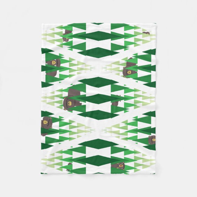 Björnar som gömmas i träd fleecefilt (Framsidan)