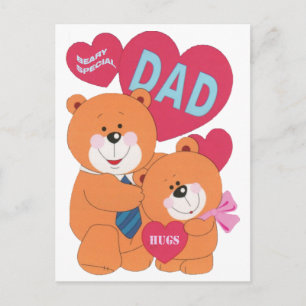 Björnar Speciella Pappa och dotter Fars dag Vykort
