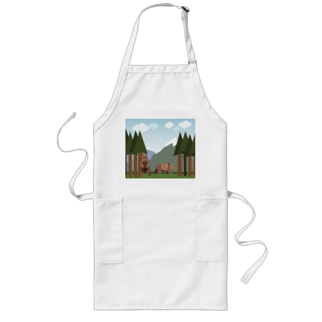 Björnar vaknar upp från vintersömnen långt förkläde (Framsidan)