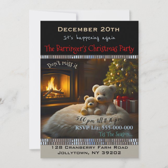 Björnar vid brandjulen Party Inbjudningar (Framsida)
