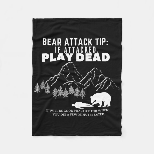 Björnattack Tips Rolig Camping Vandring Utomhus Äv Fleecefilt (Framsidan)