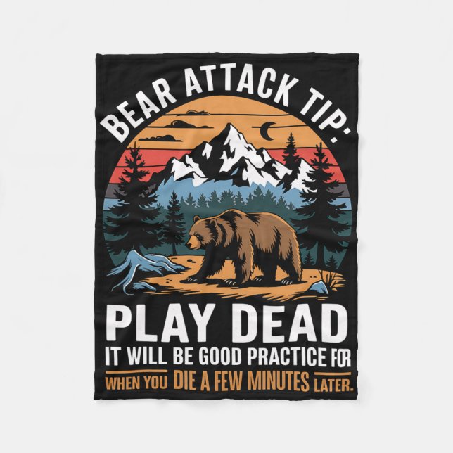 Björnattack Tips Spela Död Rolig Camping Vandring  Fleecefilt (Framsidan)