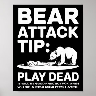 Björnattack Tips Spela Död Rolig Camping Vandring Poster