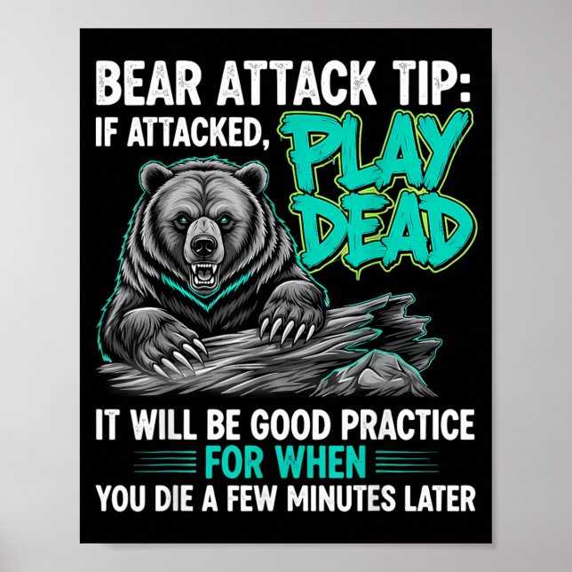 Björnattack Tips Spela Död Roligt Mörk Humor Poster (Framsidan)