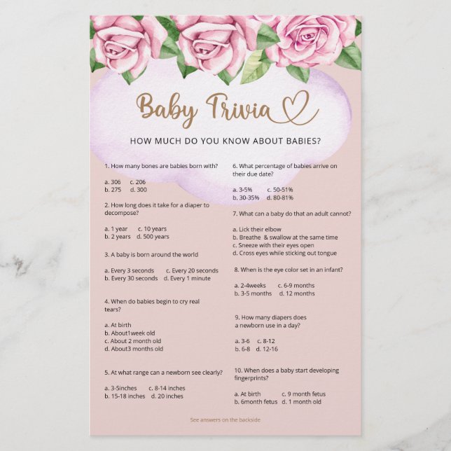 Björnbabydusch Baby Trivia (Framsida)