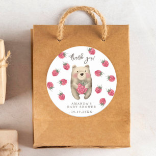 Björnbabyshower - tack runt klistermärke