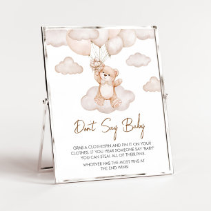 Björnbabyskor med brun Baby Säg inte Baby Poster